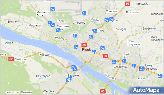 mapa Płock, Płock na mapie Targeo