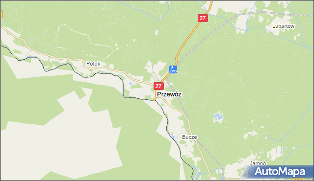 mapa Przewóz powiat żarski, Przewóz powiat żarski na mapie Targeo