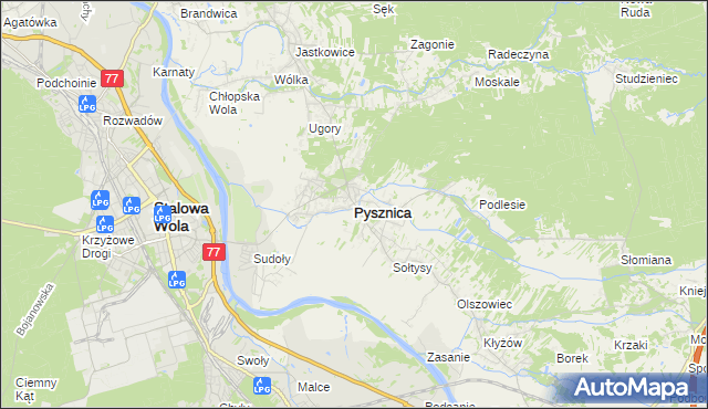 mapa Pysznica, Pysznica na mapie Targeo