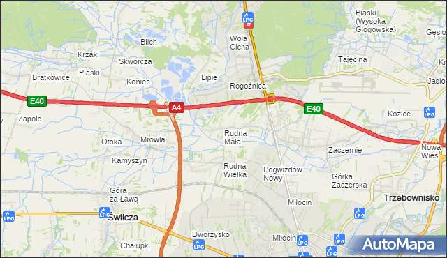 mapa Rudna Mała gmina Głogów Małopolski, Rudna Mała gmina Głogów Małopolski na mapie Targeo