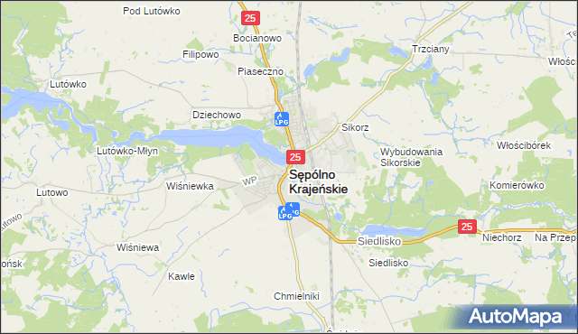 mapa Sępólno Krajeńskie, Sępólno Krajeńskie na mapie Targeo