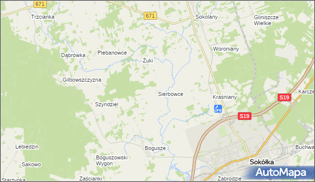 mapa Sierbowce, Sierbowce na mapie Targeo