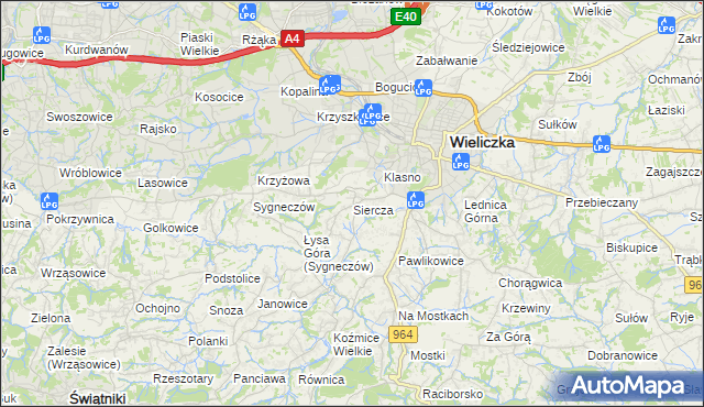 mapa Siercza, Siercza na mapie Targeo
