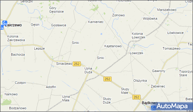 mapa Sinki gmina Bądkowo, Sinki gmina Bądkowo na mapie Targeo