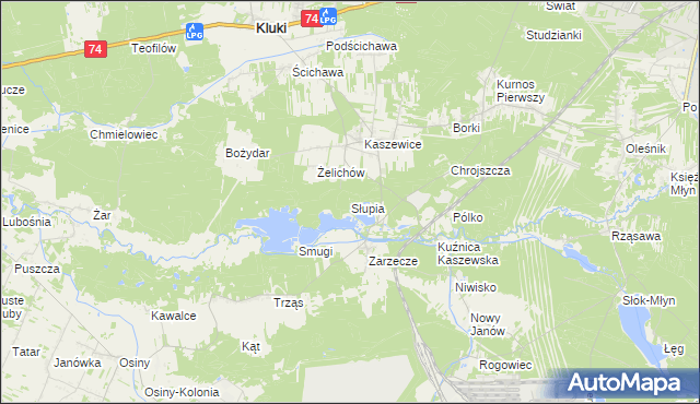 mapa Słupia gmina Kluki, Słupia gmina Kluki na mapie Targeo