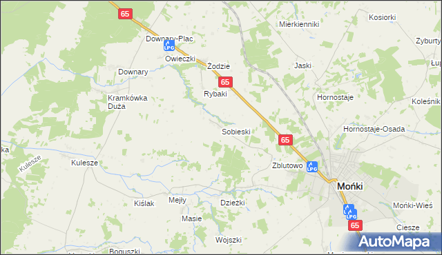 mapa Sobieski gmina Mońki, Sobieski gmina Mońki na mapie Targeo