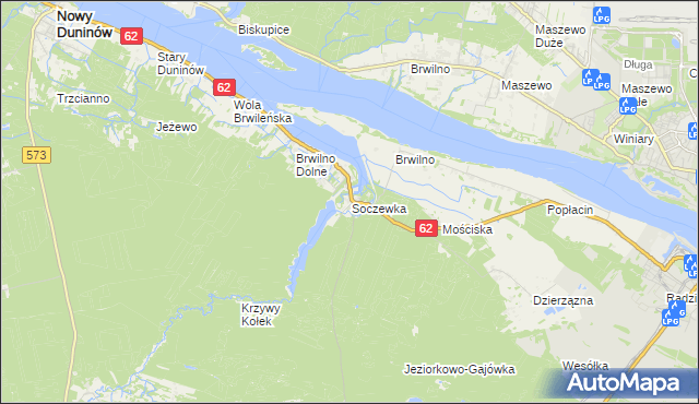 mapa Soczewka gmina Nowy Duninów, Soczewka gmina Nowy Duninów na mapie Targeo