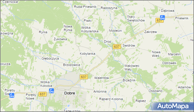 mapa Sołki gmina Dobre, Sołki gmina Dobre na mapie Targeo
