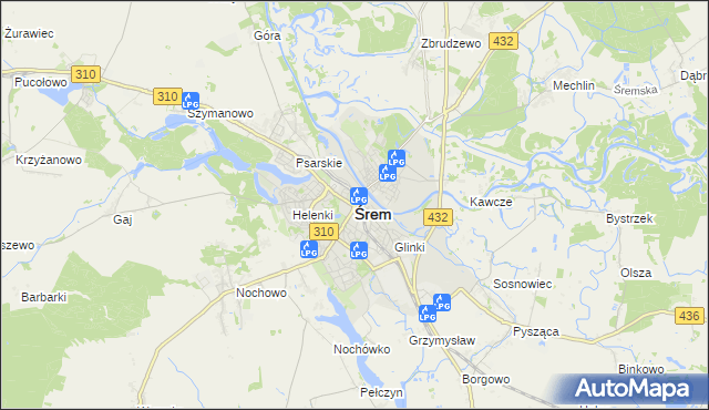 mapa Śrem, Śrem na mapie Targeo