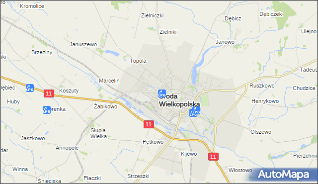 mapa Środa Wielkopolska, Środa Wielkopolska na mapie Targeo