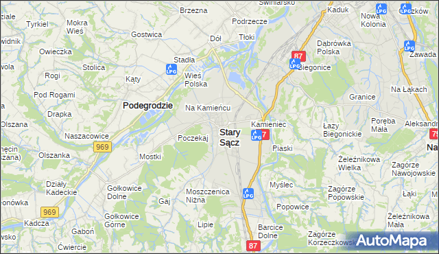 mapa Stary Sącz, Stary Sącz na mapie Targeo