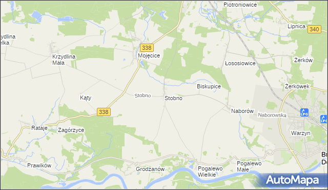 mapa Stobno gmina Wołów, Stobno gmina Wołów na mapie Targeo