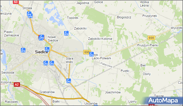 mapa Stok Lacki-Folwark, Stok Lacki-Folwark na mapie Targeo