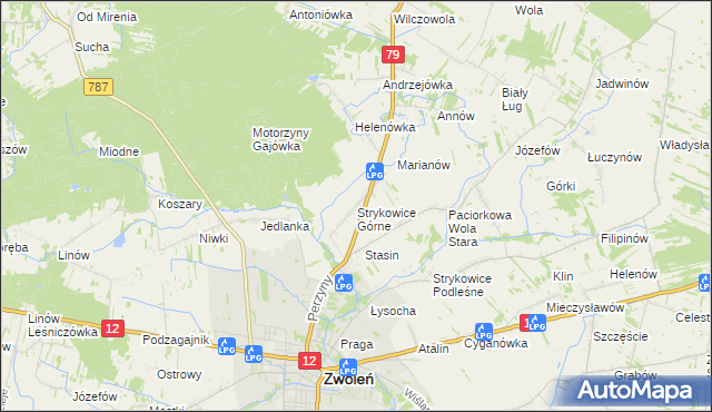 mapa Strykowice Górne, Strykowice Górne na mapie Targeo