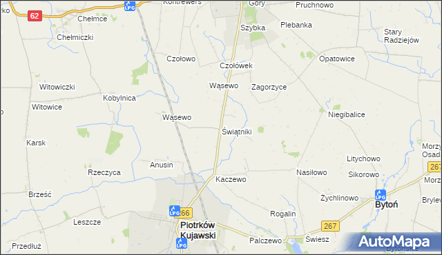 mapa Świątniki gmina Piotrków Kujawski, Świątniki gmina Piotrków Kujawski na mapie Targeo