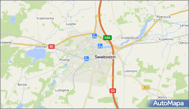 mapa Świebodzin, Świebodzin na mapie Targeo
