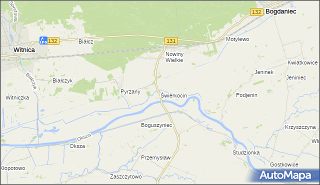 mapa Świerkocin gmina Witnica, Świerkocin gmina Witnica na mapie Targeo