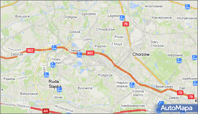 mapa Świętochłowice, Świętochłowice na mapie Targeo