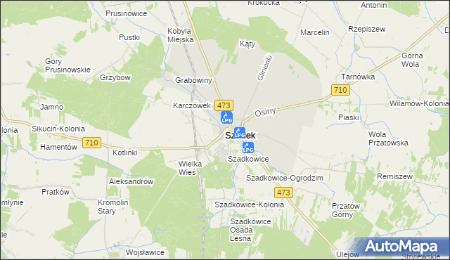 mapa Szadek powiat zduńskowolski, Szadek powiat zduńskowolski na mapie Targeo