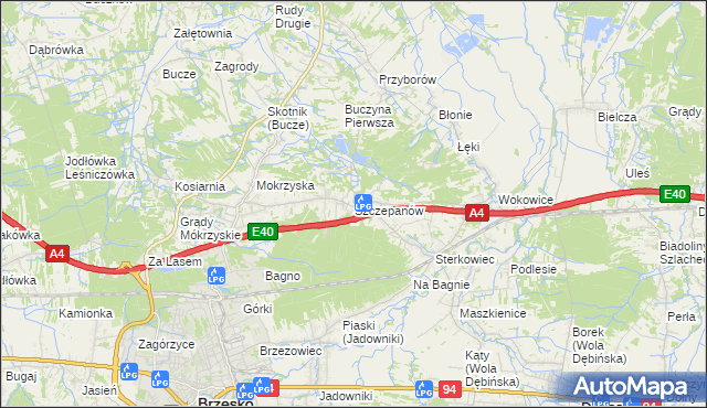 mapa Szczepanów gmina Brzesko, Szczepanów gmina Brzesko na mapie Targeo