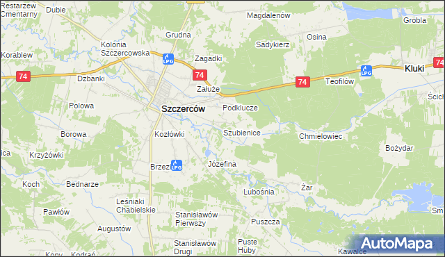 mapa Szubienice, Szubienice na mapie Targeo