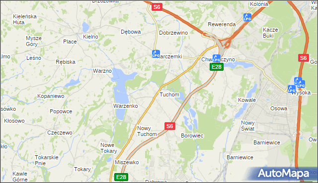 mapa Tuchom, Tuchom na mapie Targeo