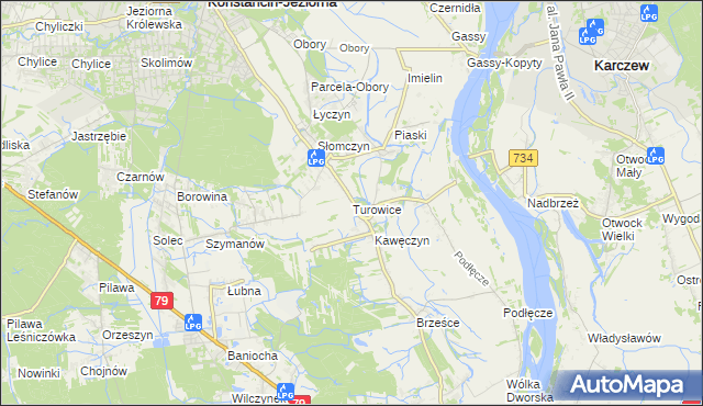 mapa Turowice gmina Konstancin-Jeziorna, Turowice gmina Konstancin-Jeziorna na mapie Targeo