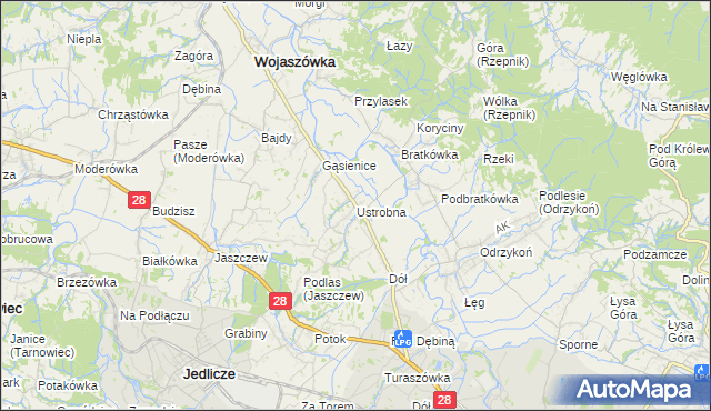 mapa Ustrobna, Ustrobna na mapie Targeo