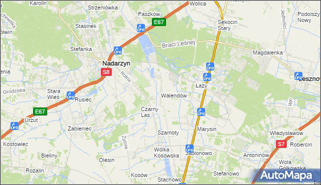 mapa Walendów, Walendów na mapie Targeo