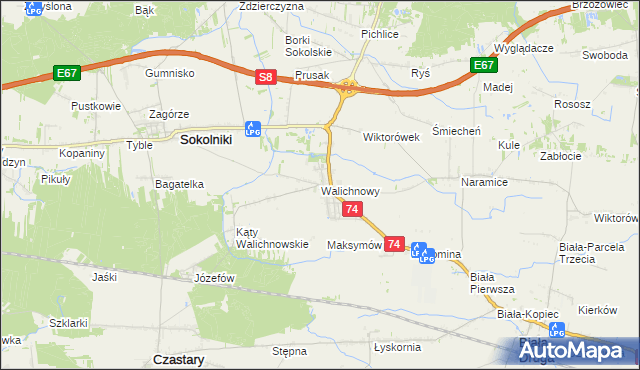 mapa Walichnowy, Walichnowy na mapie Targeo