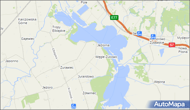 mapa Węgle-Żukowo, Węgle-Żukowo na mapie Targeo