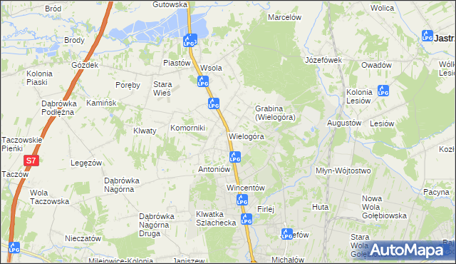 mapa Wielogóra gmina Jedlińsk, Wielogóra gmina Jedlińsk na mapie Targeo