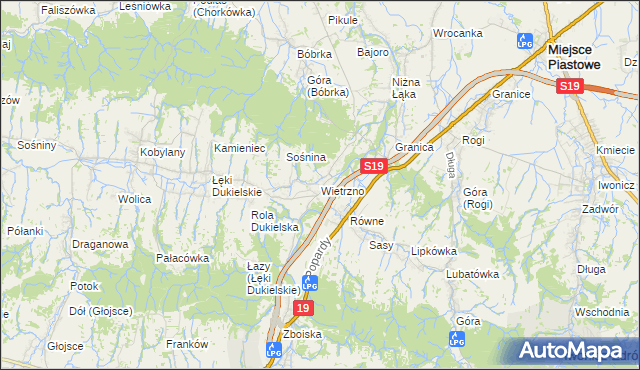 mapa Wietrzno gmina Dukla, Wietrzno gmina Dukla na mapie Targeo