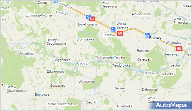 mapa Wilczoruda-Parcela, Wilczoruda-Parcela na mapie Targeo