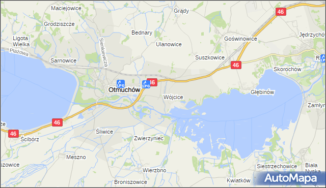 mapa Wójcice gmina Otmuchów, Wójcice gmina Otmuchów na mapie Targeo