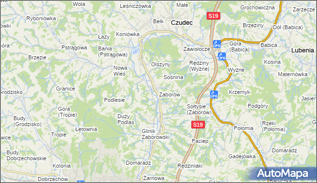 mapa Zaborów gmina Czudec, Zaborów gmina Czudec na mapie Targeo