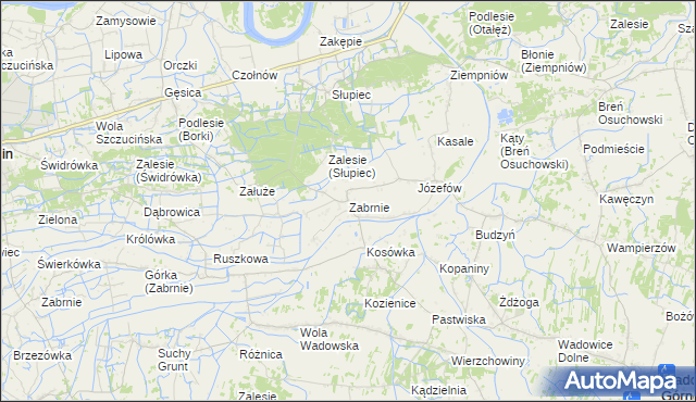 mapa Zabrnie gmina Wadowice Górne, Zabrnie gmina Wadowice Górne na mapie Targeo