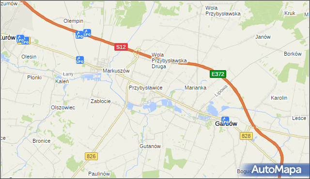 mapa Zagrody gmina Garbów, Zagrody gmina Garbów na mapie Targeo