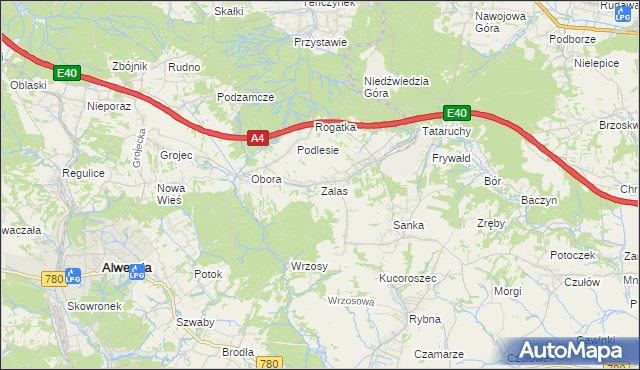 mapa Zalas gmina Krzeszowice, Zalas gmina Krzeszowice na mapie Targeo