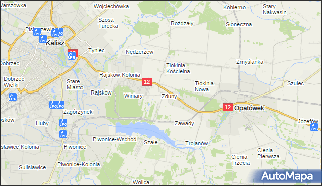 mapa Zduny gmina Opatówek, Zduny gmina Opatówek na mapie Targeo