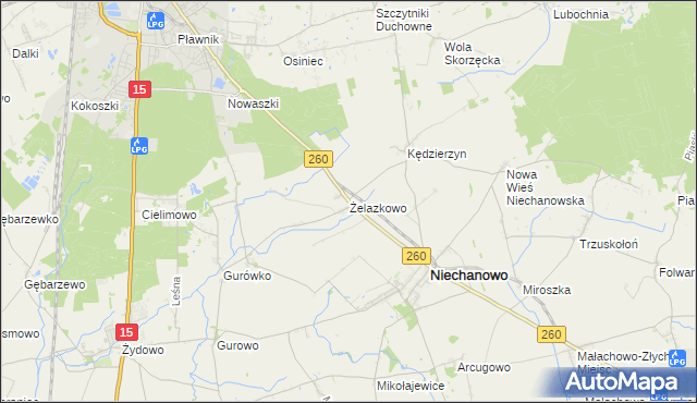 mapa Żelazkowo gmina Niechanowo, Żelazkowo gmina Niechanowo na mapie Targeo