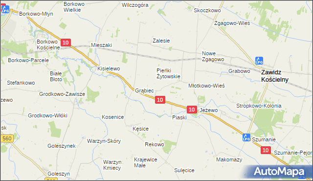 mapa Żytowo gmina Zawidz, Żytowo gmina Zawidz na mapie Targeo