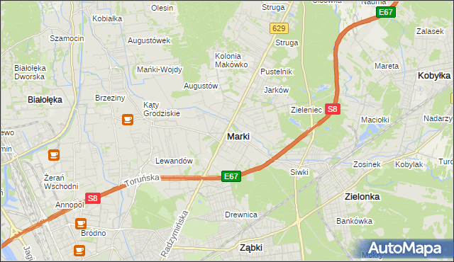 mapa Marki powiat wołomiński, Marki powiat wołomiński na mapie Targeo