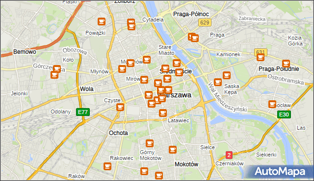 mapa Warszawy, Warszawa na mapie Targeo