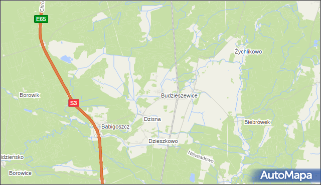 mapa Budzieszewice, Budzieszewice na mapie Targeo