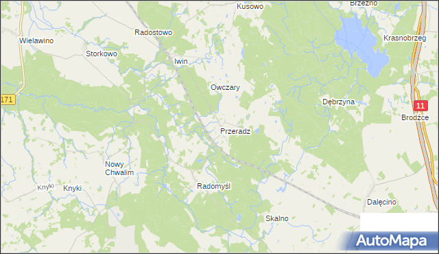 mapa Przeradz gmina Grzmiąca, Przeradz gmina Grzmiąca na mapie Targeo