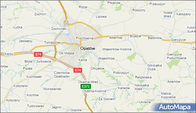 mapa Wąworków, Wąworków na mapie Targeo