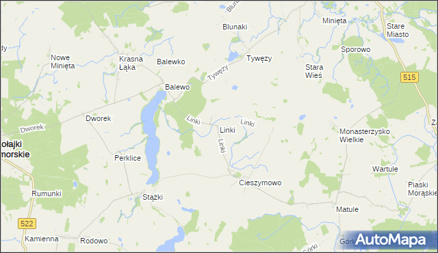 mapa Linki gmina Mikołajki Pomorskie, Linki gmina Mikołajki Pomorskie na mapie Targeo