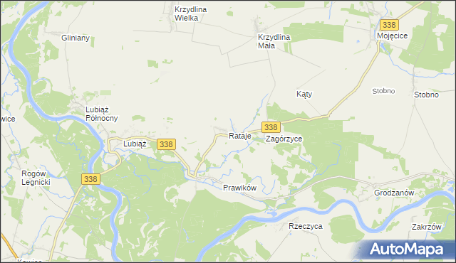 mapa Rataje gmina Wołów, Rataje gmina Wołów na mapie Targeo