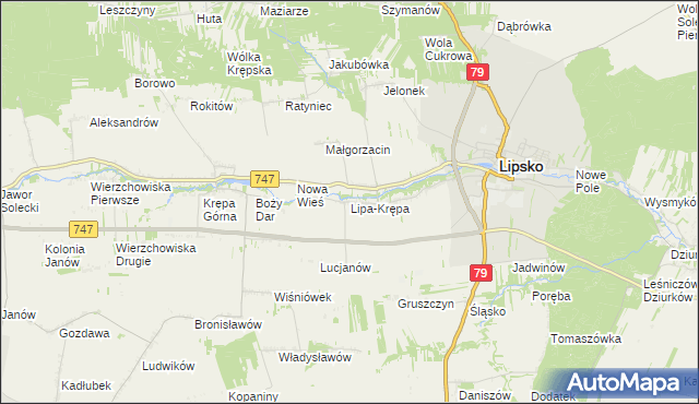 mapa Lipa-Krępa, Lipa-Krępa na mapie Targeo